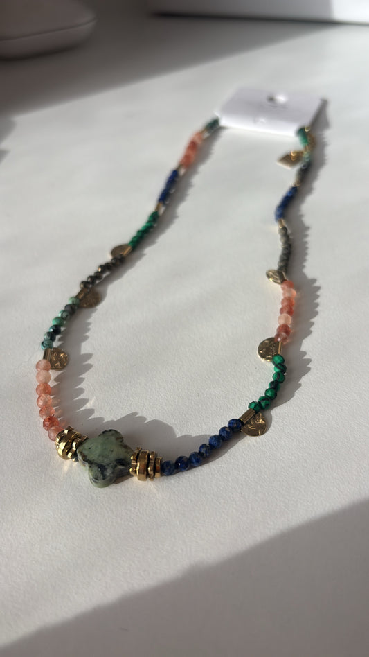 Collier perlé effet marbré