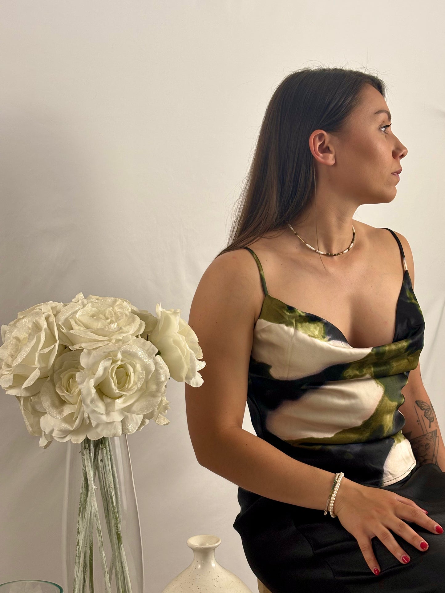 Top satin col bénitier