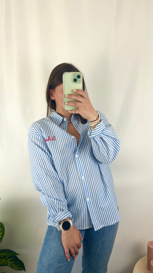 Chemise à rayures brodée