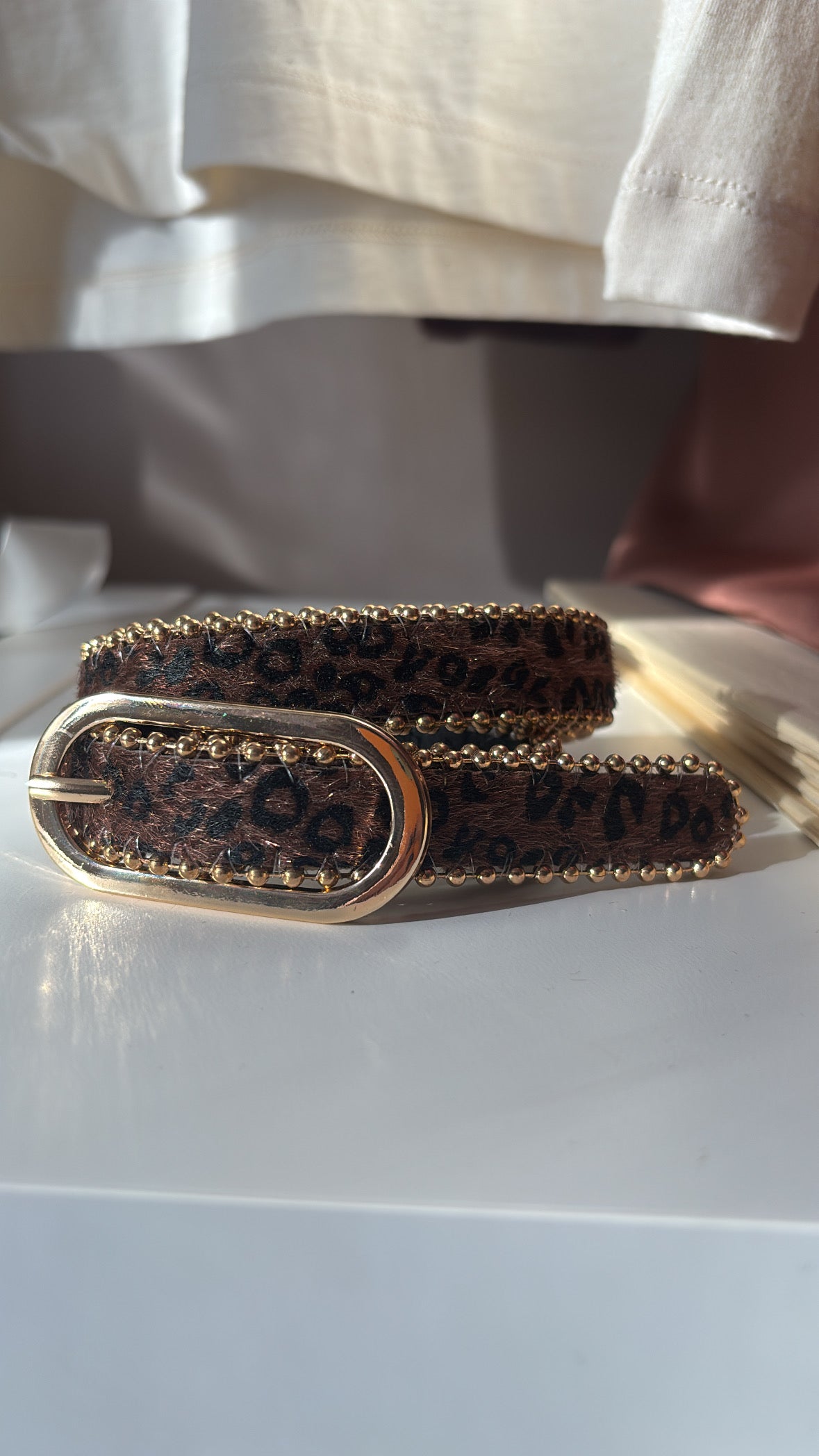 Ceinture Léopard Marron