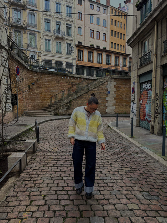 Gilet bicolore jaune et gris