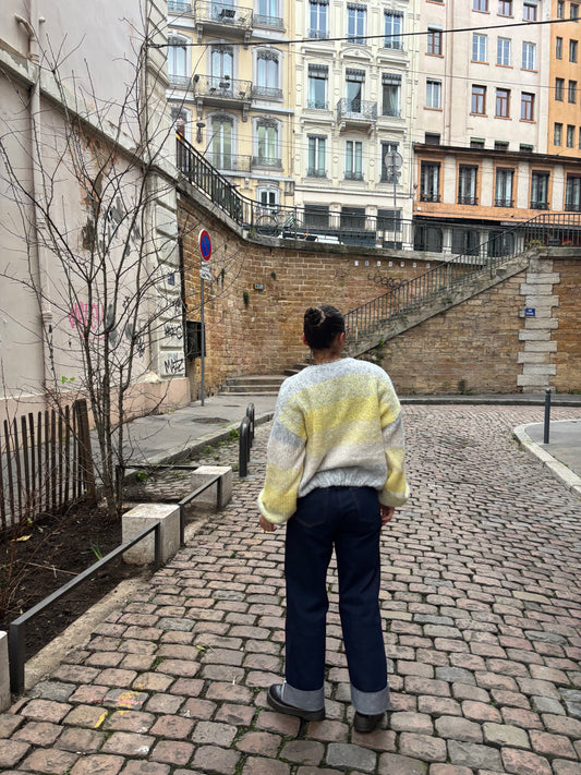 Gilet bicolore jaune et gris